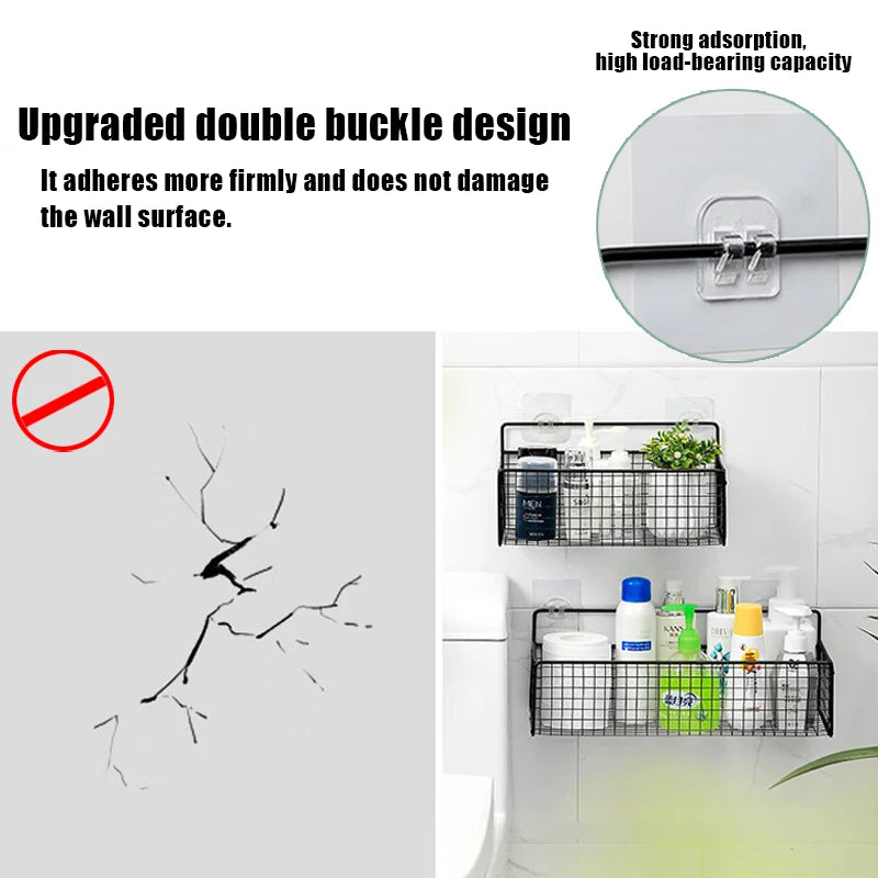 Living Room Bedroom Kitchen Storage Rack Bathroom Wall-Mounted Storage Rack (No Drilling Required)