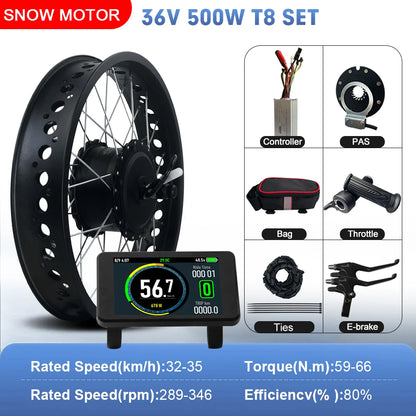 Electric Bicycle Fat Tire 20/24/26Inch 4.0 Tyre 36V 48V 500W Brushless Gear Front Wheel Hub Motor For Snow Ebike Conversion Kit