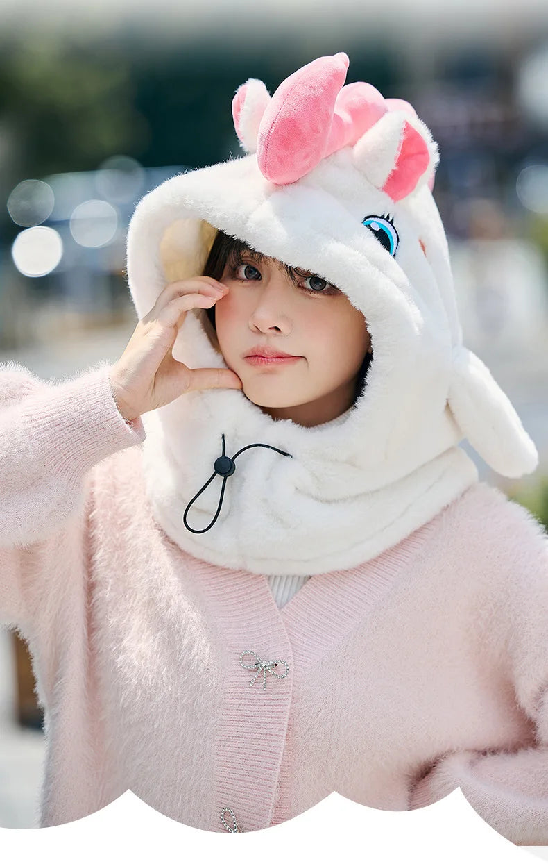 Cute Beautiful Cartoon Ski Helmet Cover Comfortable Soft Cycling Skiing Helmet Hat Lovely Winter Warm Plush Cap for Girl Women