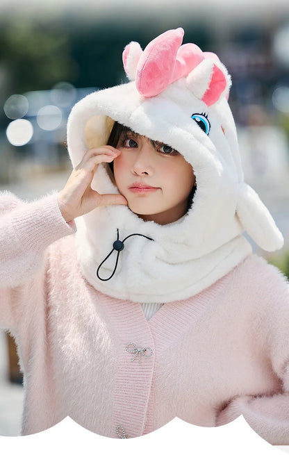 Cute Beautiful Cartoon Ski Helmet Cover Comfortable Soft Cycling Skiing Helmet Hat Lovely Winter Warm Plush Cap for Girl Women