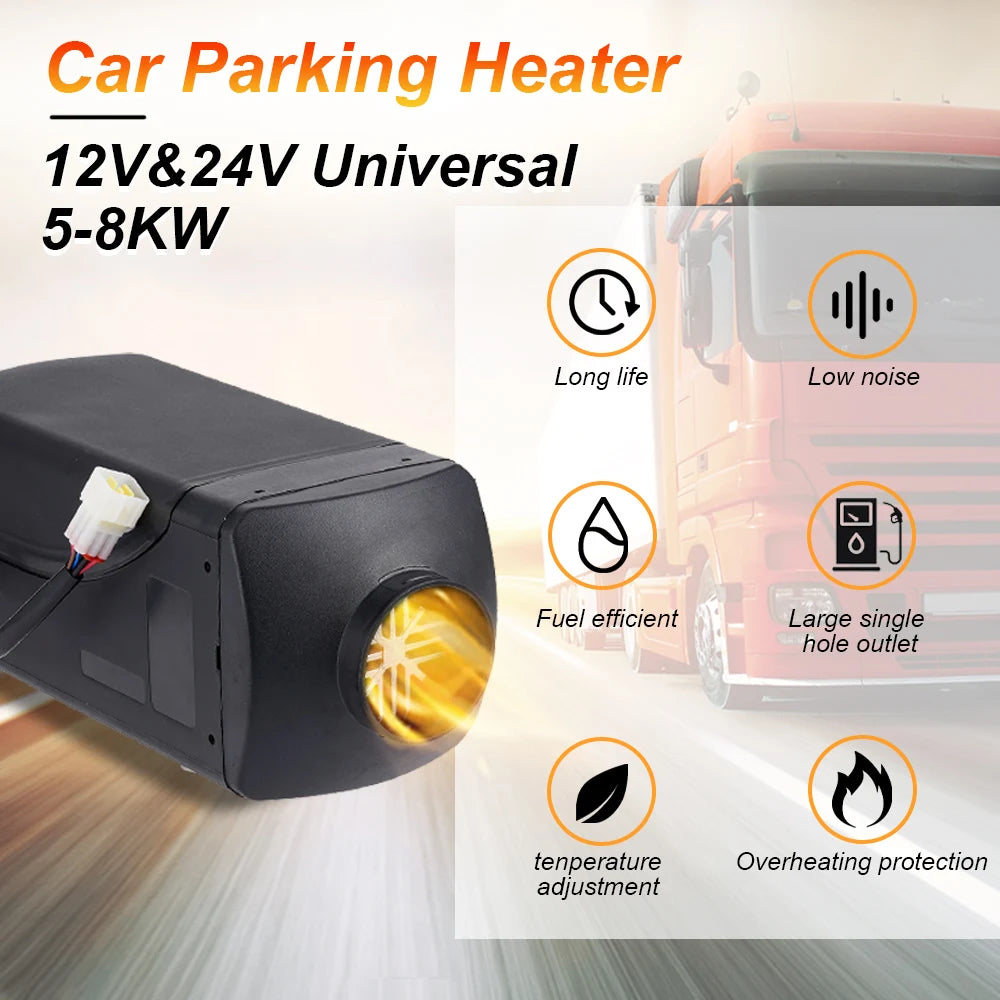 5-8KW Diesel Gasoline Dual Mode 12V 24V Air Heater Kit Diesel Universal Heater With Remote Control For Motor Trucks