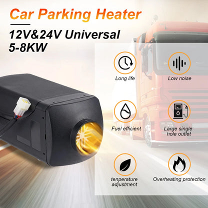 5-8KW Diesel Gasoline Dual Mode 12V 24V Air Heater Kit Diesel Universal Heater With Remote Control For Motor Trucks