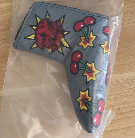 Golf Outdoor Training, beautifully embroidered 2014 gray Cherry Bomb Golf putter head cover, free shipping