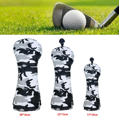 Durable Camo Golf Wood Head Cover Driver Fairway Headcover Sleeve Protector