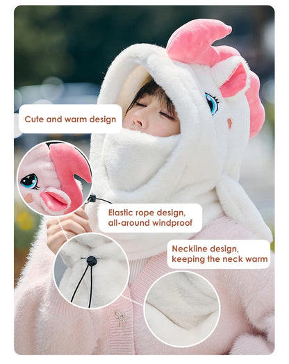 Unicorn Ski Helmet Cover Cartoon Neck Warmer Winter Hat Comfortable Skiing Head Warmer Cute Ski Helmet Hood Ski Accesories