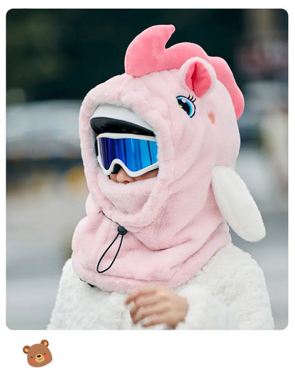 Unicorn Ski Helmet Cover Cartoon Neck Warmer Winter Hat Comfortable Skiing Head Warmer Cute Ski Helmet Hood Ski Accesories