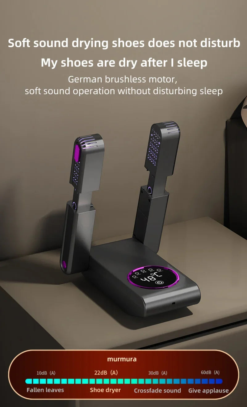 Portable Shoe Dryer Electric Shoe and Boot Dryer 180° Folding Design Smart Display for Shoes Gloves Hats Socks Ski Boots