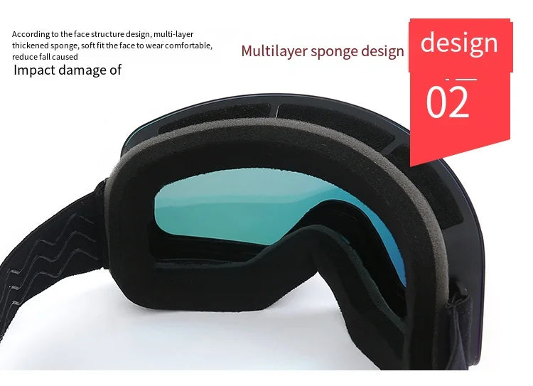 Big Ski Snowboard Goggles Women Men Skiing Eyewear Mask UV 400 Snow Protection Over Glasses Adult Double Anti-Fog Cylindrical