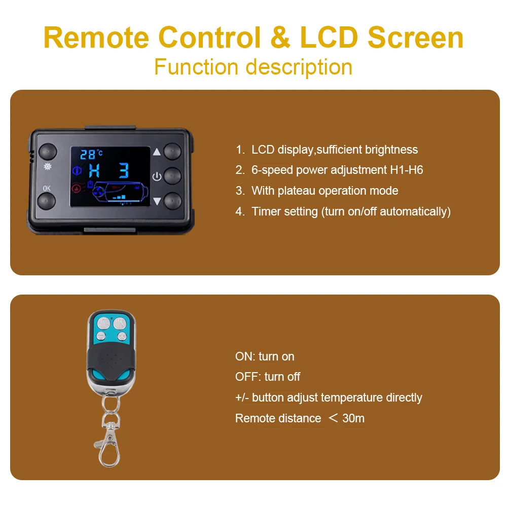 5-8KW Diesel Gasoline Dual Mode 12V 24V Air Heater Kit Diesel Universal Heater With Remote Control For Motor Trucks