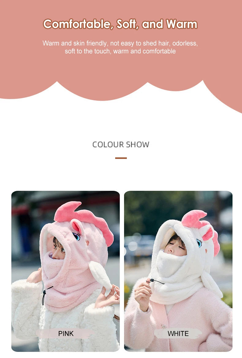 Unicorn Ski Helmet Cover Cartoon Neck Warmer Winter Hat Comfortable Skiing Head Warmer Cute Ski Helmet Hood Ski Accesories
