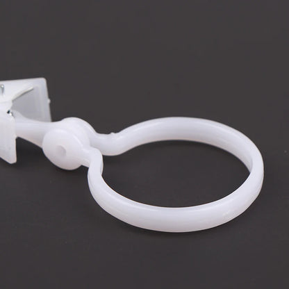 10 Pieces Plastic Bath Drape Shower Buckle Clip White Curtain Loop Hooks Ring Bathroom Bathing Curtain Accessories Home Supplies