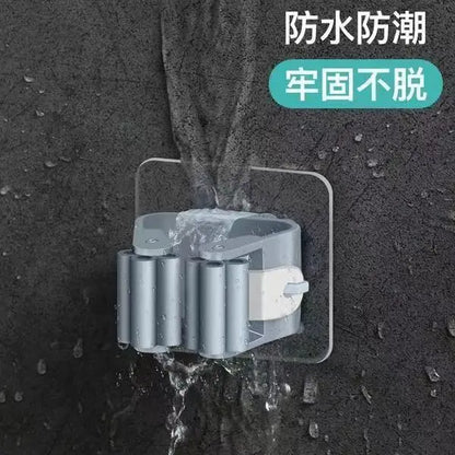 Household Bathroom Hole-free Mop Rack Broom Holder Holder Broom Storage Rack Seamless Transparent Mop Hanger