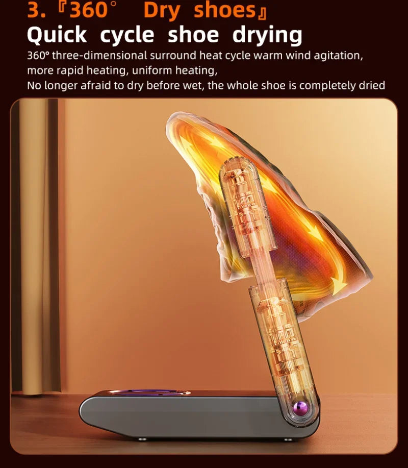 Portable Shoe Dryer Electric Shoe and Boot Dryer 180° Folding Design Smart Display for Shoes Gloves Hats Socks Ski Boots