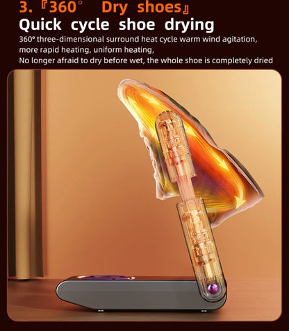 Portable Shoe Dryer Electric Shoe and Boot Dryer 180° Folding Design Smart Display for Shoes Gloves Hats Socks Ski Boots