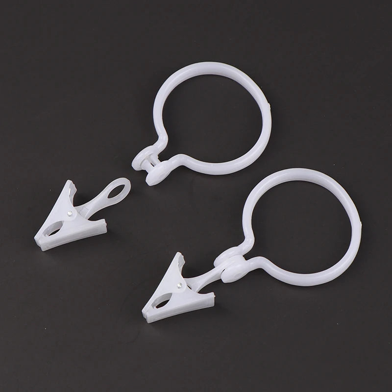 10 Pieces Plastic Bath Drape Shower Buckle Clip White Curtain Loop Hooks Ring Bathroom Bathing Curtain Accessories Home Supplies