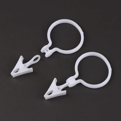 10 Pieces Plastic Bath Drape Shower Buckle Clip White Curtain Loop Hooks Ring Bathroom Bathing Curtain Accessories Home Supplies