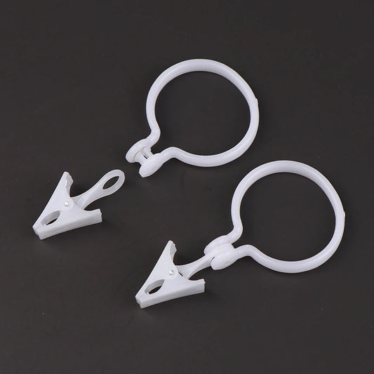 10 Pieces Plastic Bath Drape Shower Buckle Clip White Curtain Loop Hooks Ring Bathroom Bathing Curtain Accessories Home Supplies