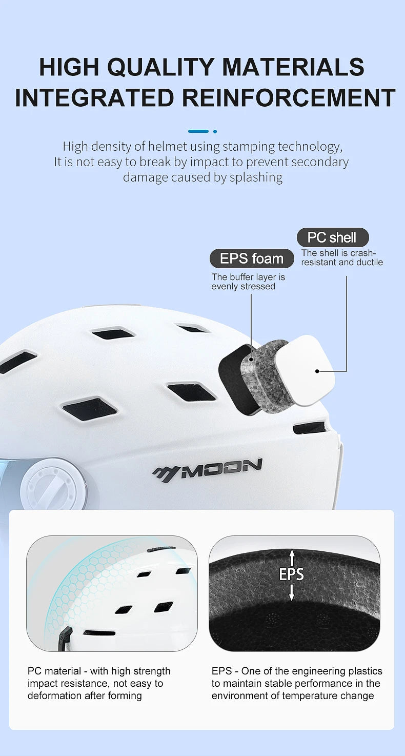 MOON-Professional Ski Helmet for Adult and Youth, Universal for Skateboard, Snowboard, Snow Equipment, Warm, Winter