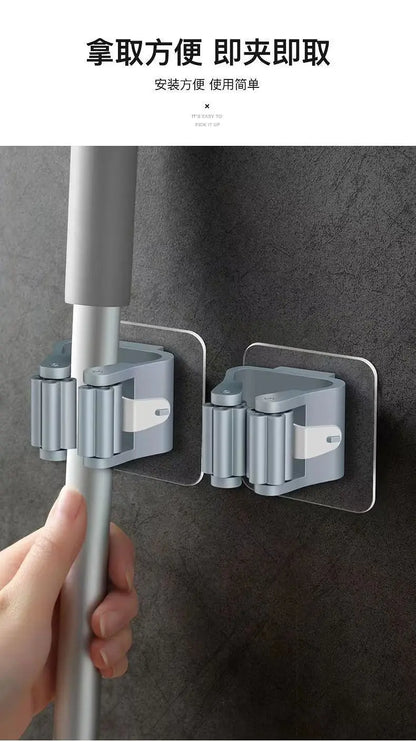 Household Bathroom Hole-free Mop Rack Broom Holder Holder Broom Storage Rack Seamless Transparent Mop Hanger