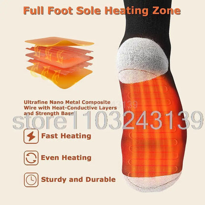 Winter Heated Socks Rechargeable Heating Socks With Battery Case Heated Socks Warmth Outdoor Heated Boots Snowmobile Winter Ski