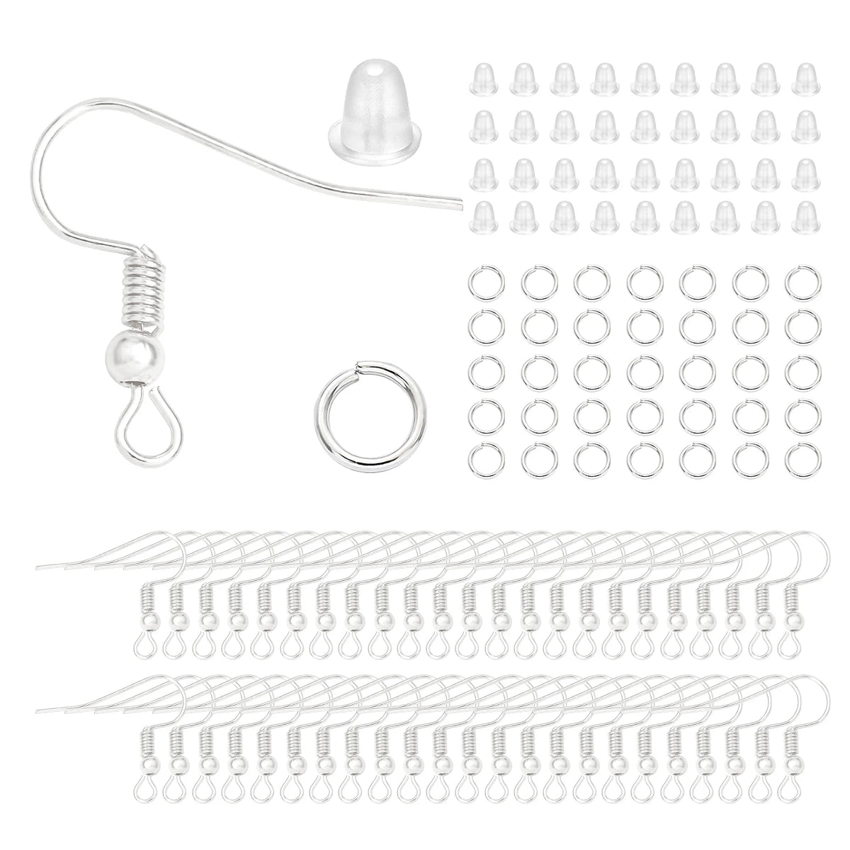 100-300pcs/Lot Hypoallergenic Earring Hook Kit Mix-color Ear Wires Fish Hooks Open Jump Rings Earplugs For DIY Jewelry Making