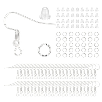 100-300pcs/Lot Hypoallergenic Earring Hook Kit Mix-color Ear Wires Fish Hooks Open Jump Rings Earplugs For DIY Jewelry Making