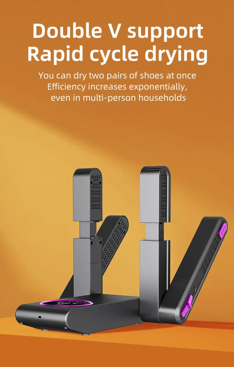 Portable Shoe Dryer Electric Shoe and Boot Dryer 180° Folding Design Smart Display for Shoes Gloves Hats Socks Ski Boots