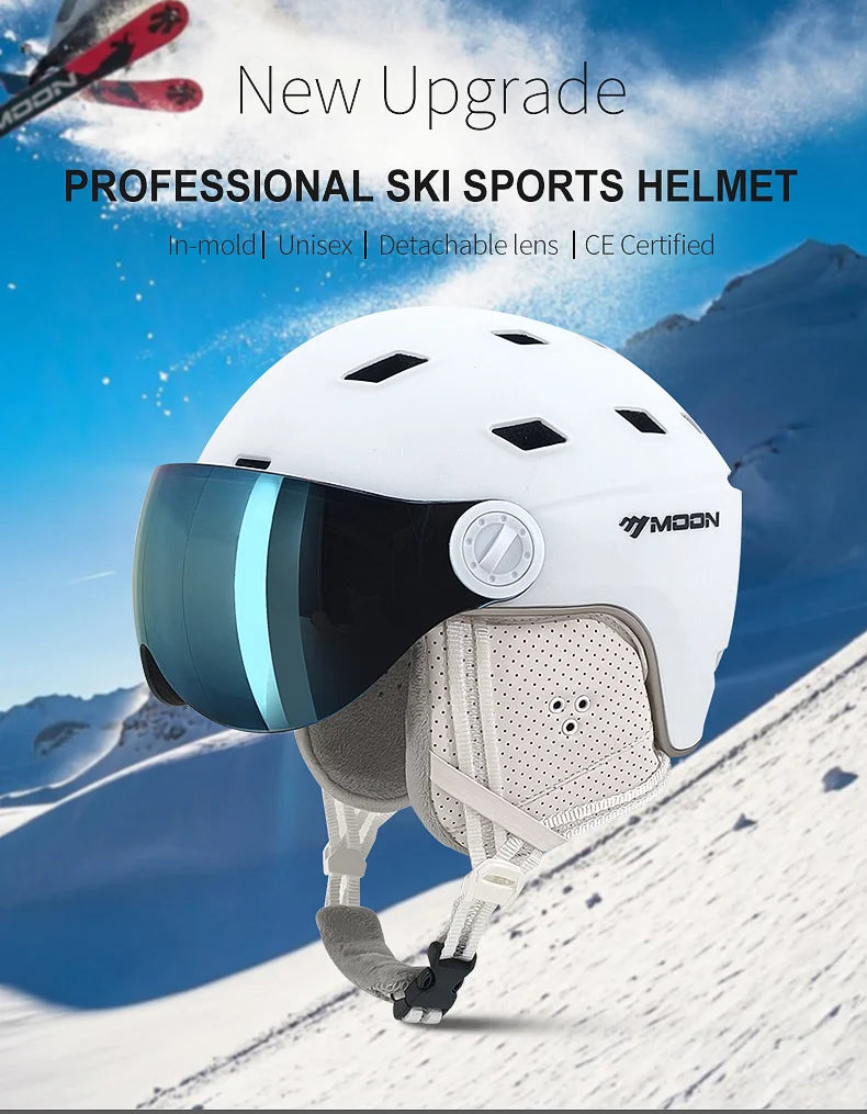 MOON-Professional Ski Helmet for Adult and Youth, Universal for Skateboard, Snowboard, Snow Equipment, Warm, Winter