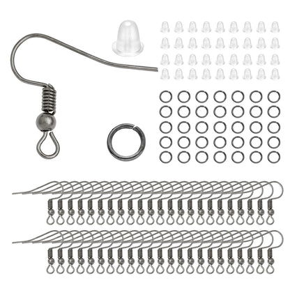 100-300pcs/Lot Hypoallergenic Earring Hook Kit Mix-color Ear Wires Fish Hooks Open Jump Rings Earplugs For DIY Jewelry Making