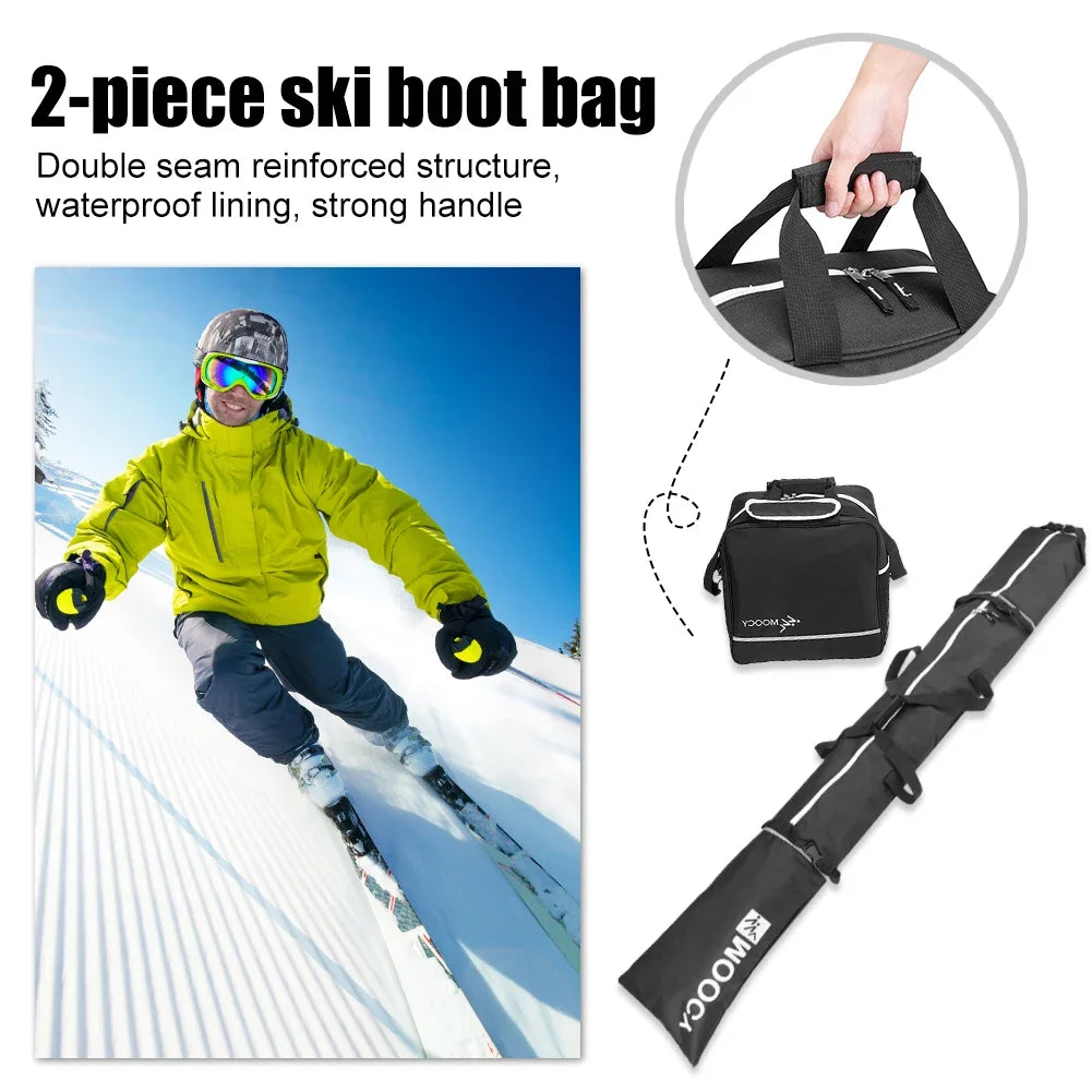 2PCS/set Ski Bag & Boot Bag Padded Waterproof Skis Storage Bag for Travel Fit Skis Up to 200 cm and Boots Up to US Size 13 스키 백