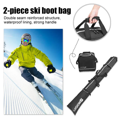 2PCS/set Ski Bag & Boot Bag Padded Waterproof Skis Storage Bag for Travel Fit Skis Up to 200 cm and Boots Up to US Size 13 스키 백
