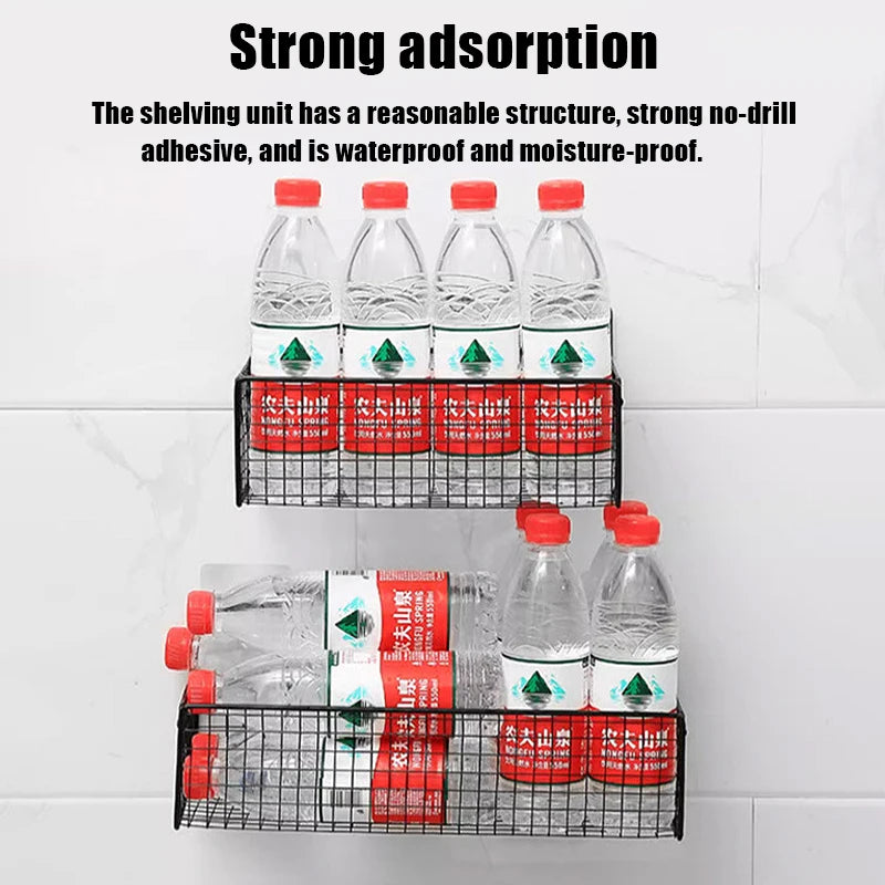 Living Room Bedroom Kitchen Storage Rack Bathroom Wall-Mounted Storage Rack (No Drilling Required)