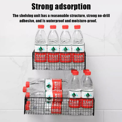 Living Room Bedroom Kitchen Storage Rack Bathroom Wall-Mounted Storage Rack (No Drilling Required)