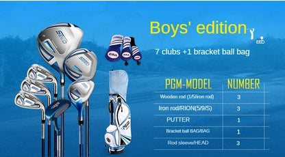 PGM child Golf Club Sets kids Learning Iron Carbon Putter Headcover Bracket Bag 120-165cm Height Boy Kids Junior Clubs JRTG005