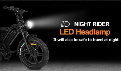 Upgraded Mode V20 Electric Bicycle 1000W 15AH Ebike 20 Inch Fat Tire Electric City Mountain Bike Unisex Electric Bike