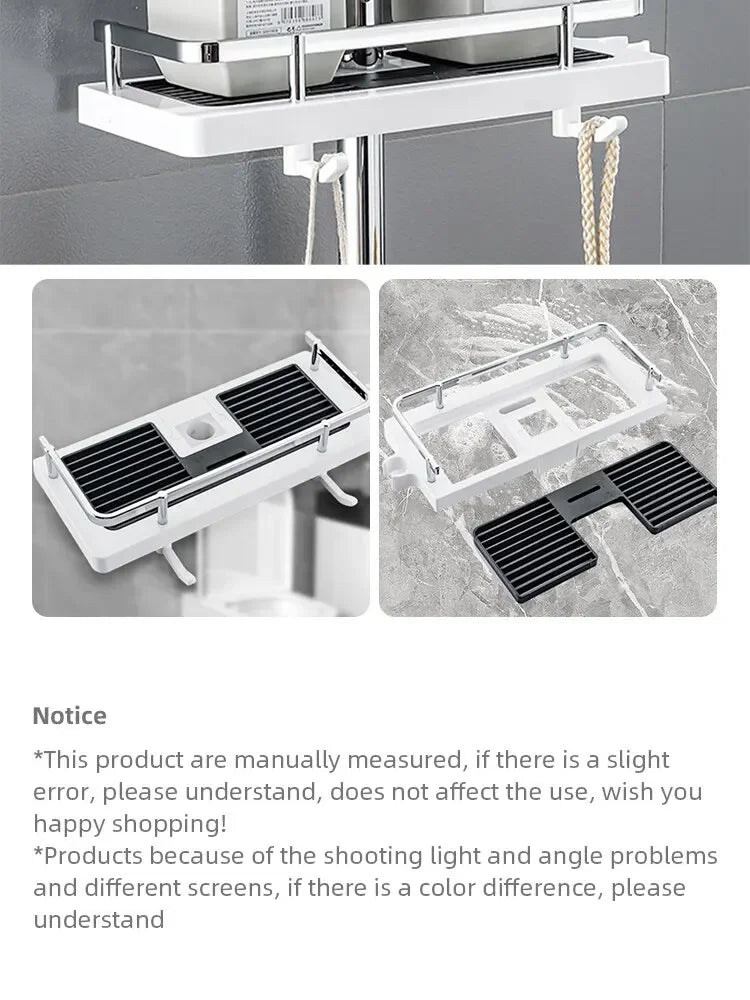 Shower Shelf Home Bathroom Lift Bracket Without Holes Bathroom Shower Rod Tray Home Storage Shelves & Racks arrangement