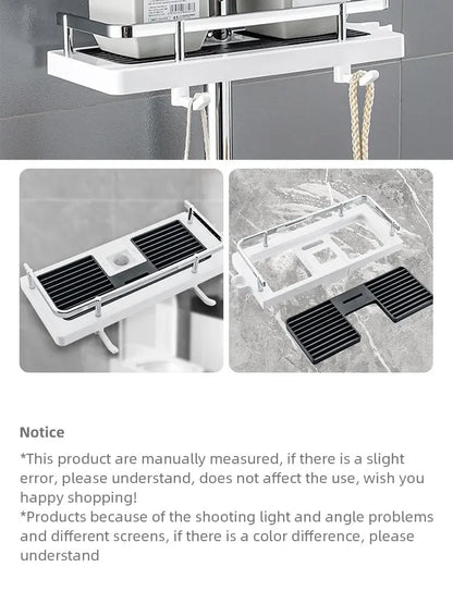 Shower Shelf Home Bathroom Lift Bracket Without Holes Bathroom Shower Rod Tray Home Storage Shelves & Racks arrangement