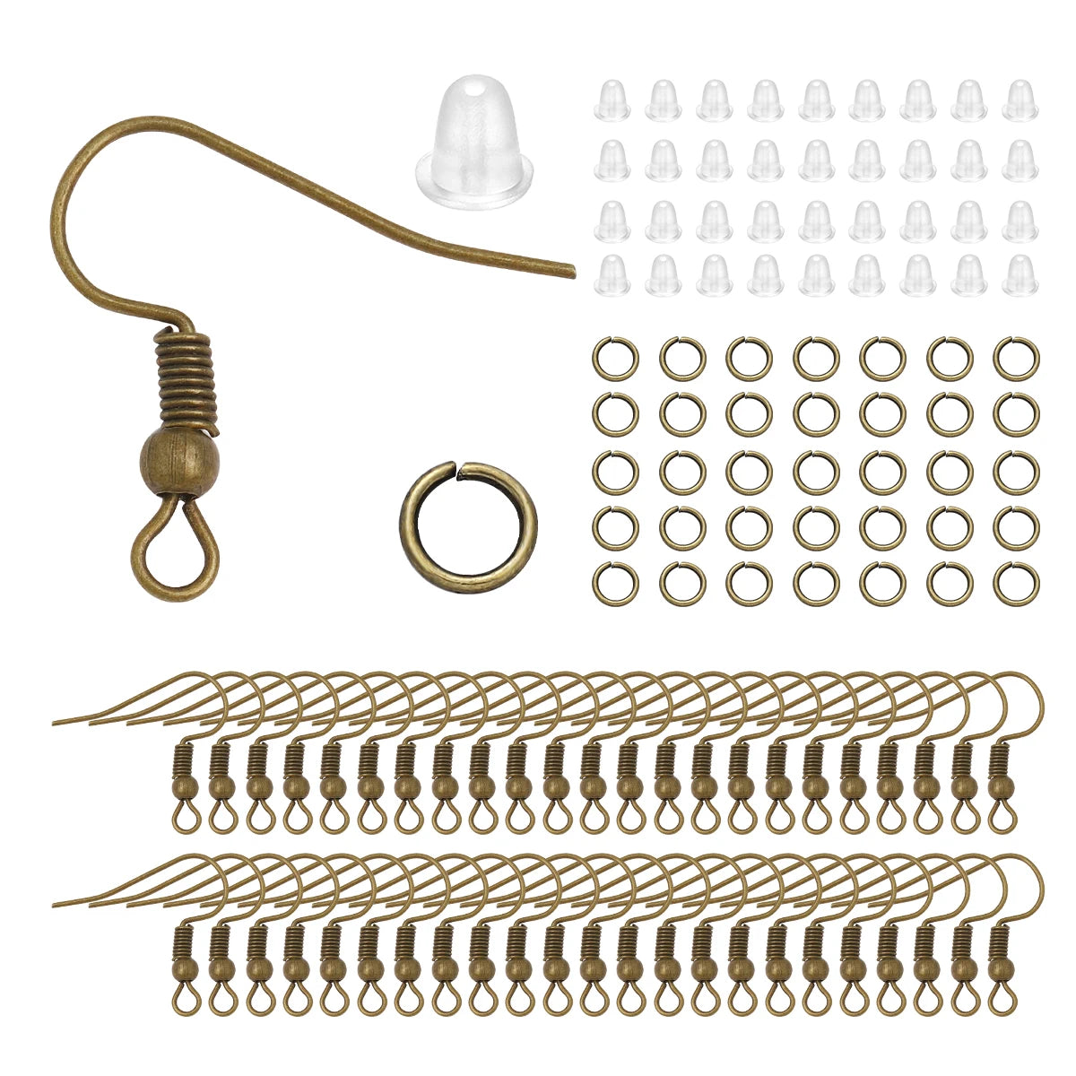 100-300pcs/Lot Hypoallergenic Earring Hook Kit Mix-color Ear Wires Fish Hooks Open Jump Rings Earplugs For DIY Jewelry Making