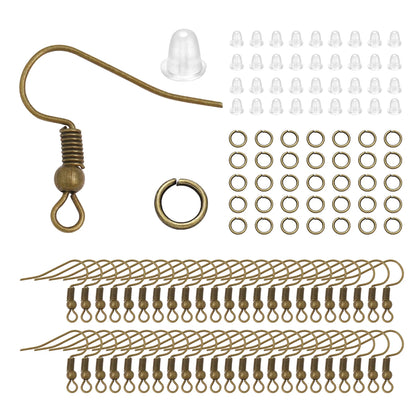 100-300pcs/Lot Hypoallergenic Earring Hook Kit Mix-color Ear Wires Fish Hooks Open Jump Rings Earplugs For DIY Jewelry Making