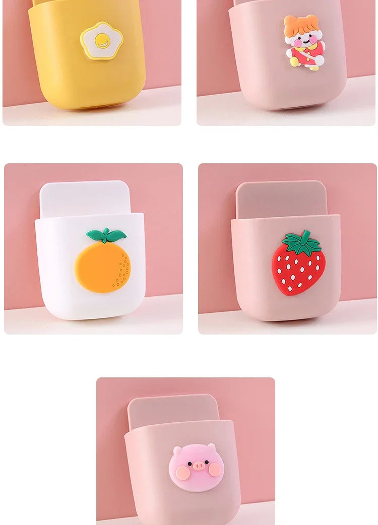 Cartoon Wall Mounted Storage Box for Bedroom Mobile Phone Bathroom Toothpaste Toothbrush Organizer