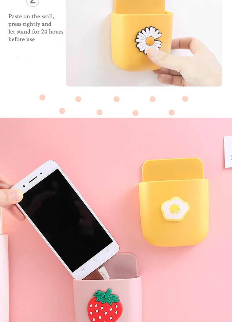 Cartoon Wall Mounted Storage Box for Bedroom Mobile Phone Bathroom Toothpaste Toothbrush Organizer