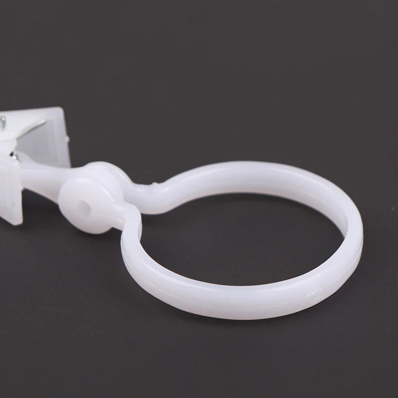10 Pieces Plastic Bath Drape Shower Buckle Clip White Curtain Loop Hooks Ring Bathroom Bathing Curtain Accessories Home Supplies