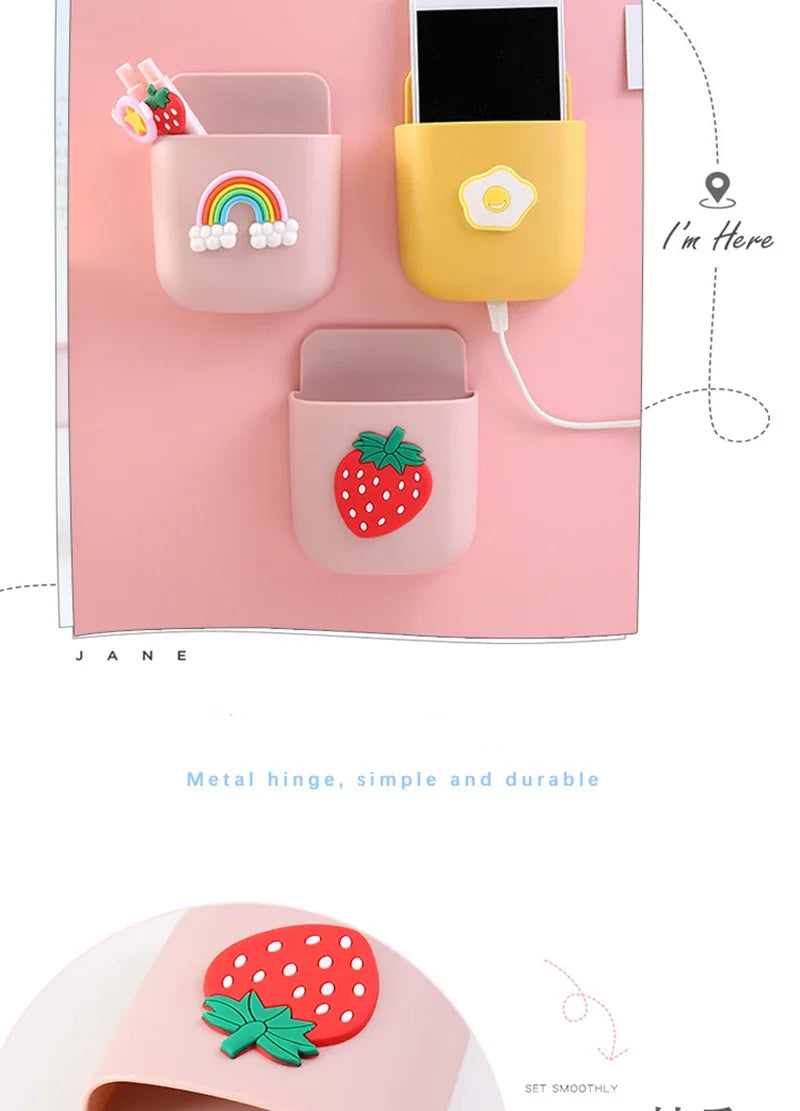 Cartoon Wall Mounted Storage Box for Bedroom Mobile Phone Bathroom Toothpaste Toothbrush Organizer