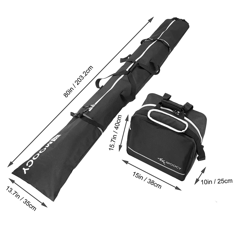 2PCS/set Ski Bag & Boot Bag Padded Waterproof Skis Storage Bag for Travel Fit Skis Up to 200 cm and Boots Up to US Size 13 스키 백