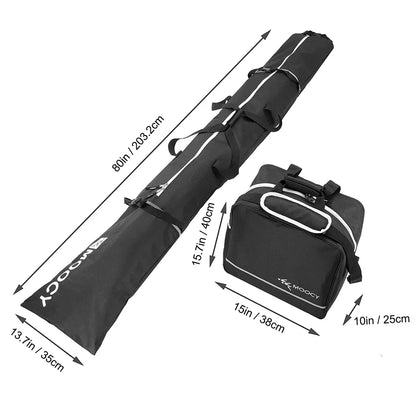 2PCS/set Ski Bag & Boot Bag Padded Waterproof Skis Storage Bag for Travel Fit Skis Up to 200 cm and Boots Up to US Size 13 스키 백