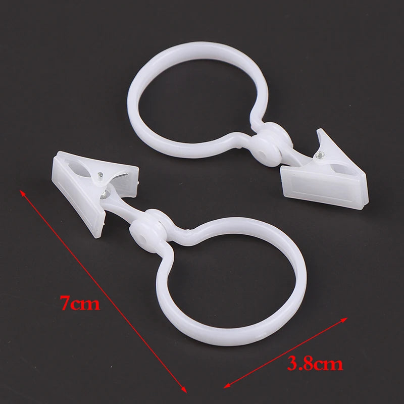 10 Pieces Plastic Bath Drape Shower Buckle Clip White Curtain Loop Hooks Ring Bathroom Bathing Curtain Accessories Home Supplies