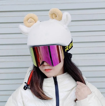 Ski Helmet Cover Cute Cartoon Warm Personality Single Double Board Helmet Cap Bicycle Helmet Doll Decoration Windproof Cover