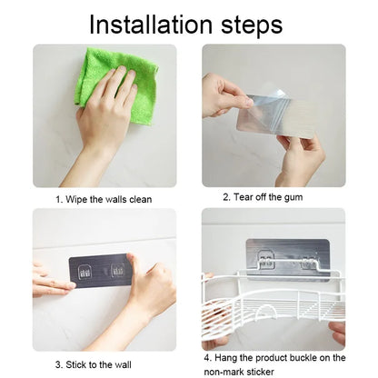 Bathroom Shelf Kitchen Organizer Shelves Corner Frame Iron Shower Caddy Storage Rack Shampoo Holder For Bathroom Accessories