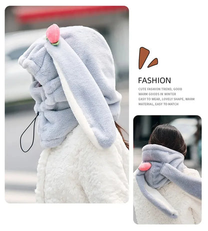 Cartoon Rabbit Ear Ski Helmet Cover Comfortable Soft Cycling Skiing Helmet Hat Lovely Winter Warm Plush Cap for Girl Women