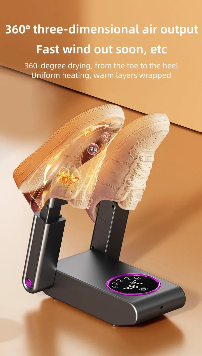 Portable Shoe Dryer Electric Shoe and Boot Dryer 180° Folding Design Smart Display for Shoes Gloves Hats Socks Ski Boots
